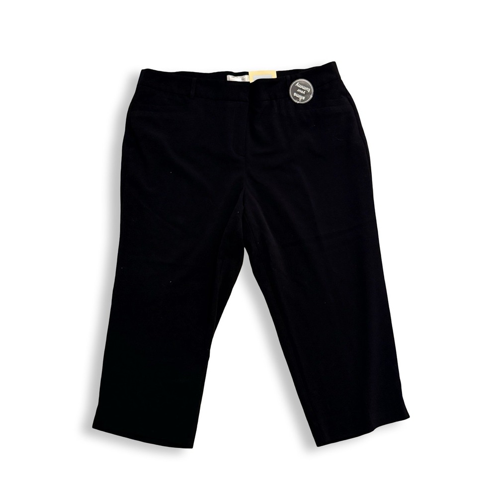 Dressbarn Women's Black Capri Pants Size 16P Petite Tummy Slimming NWT Work Pant